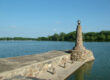 Black Hawk Lake and the historic stone pier at Lake View, Iowa