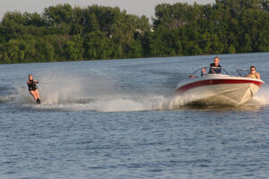 Boating on Black Hawk Lake in Sac County, Iowa.