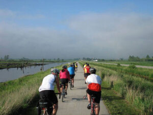 Bikers riding Sac County trail